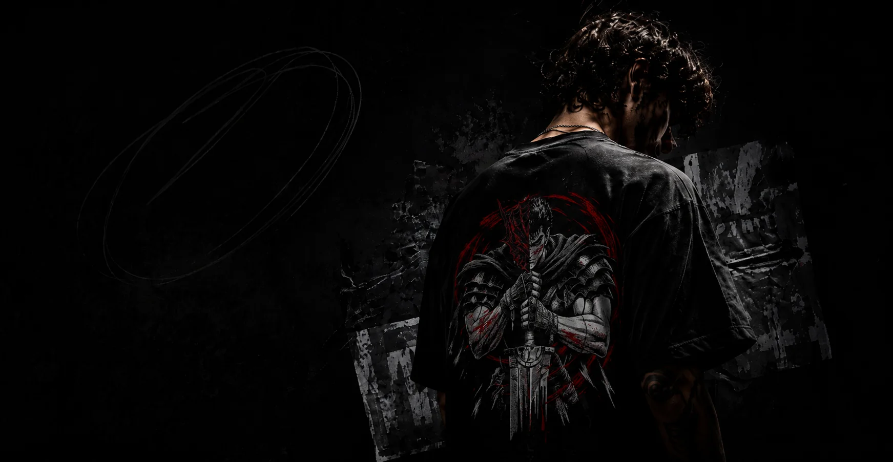 Model wearing an oversized Deez Prints graphic tee