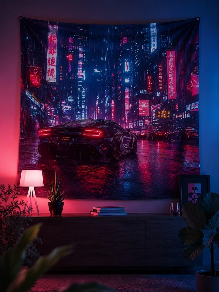 Deez Prints CYBER CITY NIGHT TAPESTRY — tapestries